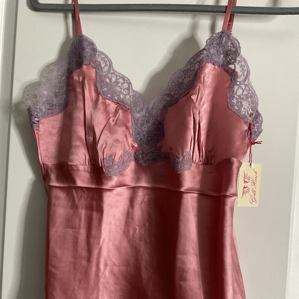 Gold Hawk Silk and Lace Camisole Size Large in Pink